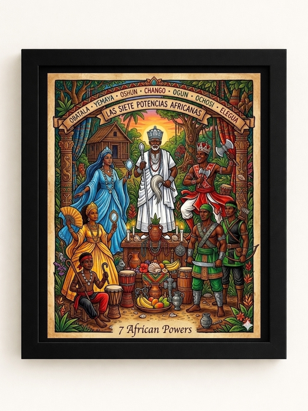 7 African Powers Framed 8x10 A.I. Art Print - Multicolor